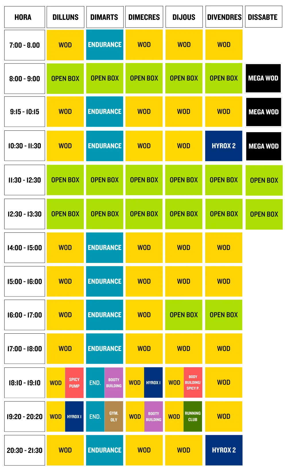 Horaris Sala Principal - Area United